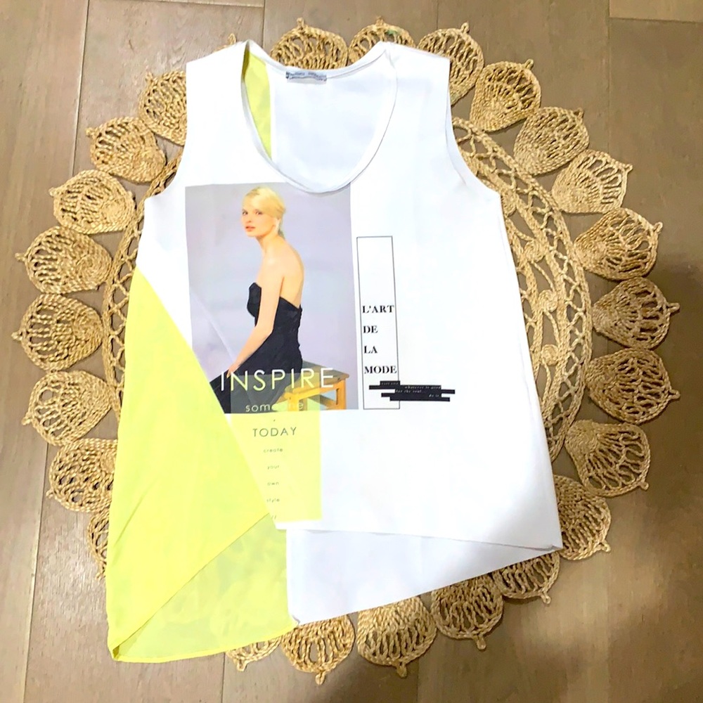 Cute tank top with front design of fashion    woman.